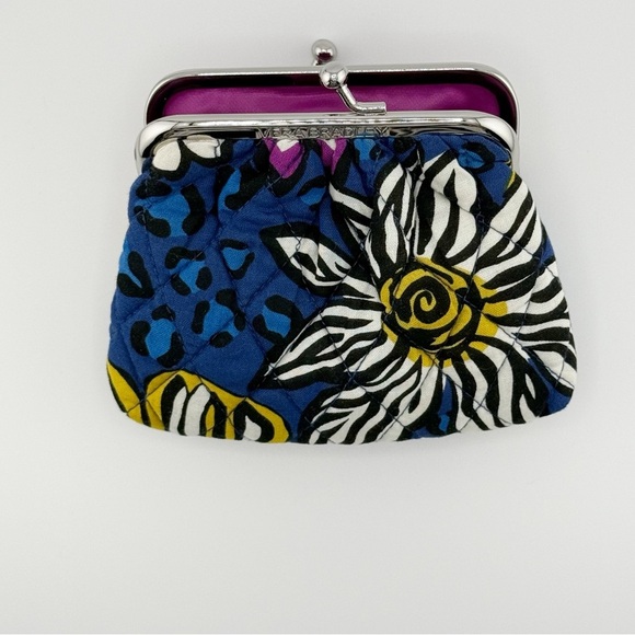 Vera Bradley Blue Floral kiss coin purse painted paisley exact - Picture 10 of 13
